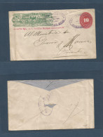 MEXICO - Stationery. 1888. Marquez - DF. Wells Fargo 10c. Medalion Stat Env / Ord Lilac Cachet. Fine. - Mexique