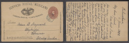 MEXICO - Stationery. 1888 (1 June). Chihuahua - USA, Vermont, Wey Brodge. 2c Red Large Numeral Stat Card Dots Cancel. Fi - Mexico