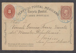 MEXICO - Stationery. 1890 (21 Mayo). Actopan Hidalgo - DF. 2c Red Medalion Stat Card 3cts Numeral Adtl On Mixed Issues U - Mexico