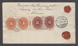 MEXICO - Stationery. 1894 (18 Feb). Catorce / SLP - Germany / Cologne (1 March). Reg 10c Vermilion SPM Stat Env Reverse  - Mexico