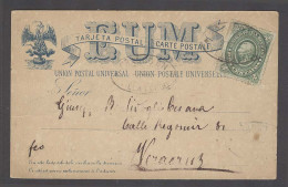 MEXICO - Stationery. C.1884. EUM. Blue Formula Stat . Villa Cerdo - Veracruz. Fkd Card Earing Medallion 2c Green Tied Ov - Mexico