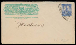 MEXICO - Stationery. 1899. Smyrna / Mex - Zacatecas. Express Wells Fargo Mulitas Issue 5c Stat Env Oval Ds. Fine. - Mexico