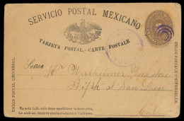 MEXICO - Stationery. 1889. Ensenada / BAJA Cal - San Diego / USA. 3c Numeral Stat Card. Scarce District Usage. Violet Ca - Messico