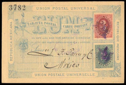 MEXICO - Stationery. 1884 (13 May). Guadalajara To Mexico. 3c+2c Foreign Issue Stationary Card /3782 On Rare Internak Us - Messico