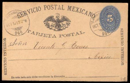 MEXICO - Stationery. 1891 (10 Oct). San Juan De Guadalupe/DURANGO To DF. 5c Blue Stat.card. Scarce Town Usage. VF. - Messico