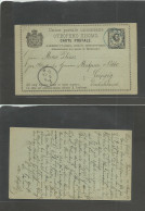 MONTENEGRO. 1889 (14 March) Brünn - Germany, Leipzig. Black Early Stationary Card, Blue Cds + Arrival Cachet. Proper Usa - Montenegro