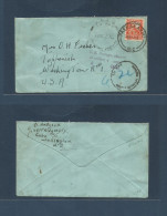 NEW ZEALAND. 1945 (3 Apr) Paekakariki - USA, Washington, RI, Topperish. Single Fkd Env 2d Orange, Taxed "to Pay" Cachet  - Sonstige & Ohne Zuordnung