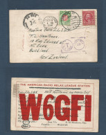 NEW ZEALAND. 1934 (10 June) USA, LA, CA - Auckland Radio Card US Fkd + Taxed + Arrival Aux Cachet + NZ P. Due 1d Bicolor - Sonstige & Ohne Zuordnung