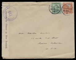 NEW ZEALAND. 1942 (30 Sept). Tanwhare - USA. Fkd Censored Env / Nice Cond. - Sonstige & Ohne Zuordnung