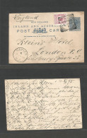 NEW ZEALAND. 1895 (8-9 Jan) Hastings - UK, London. Via Napier (9 Jan) 1d Blue QV Stat Card + 1/2d Rose Newspapers Stamps - Sonstige & Ohne Zuordnung