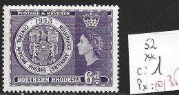 RHODESIE DU NORD 52 ** Côte 1 € - Rhodésie Du Nord (...-1963)