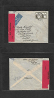 PALESTINE. 1942 (1 Aug) Haifa - South Africa, Durban, Natal. Air Multifkd Env. Red Censor Label + Dest. - Palestine