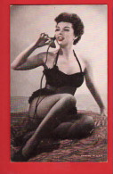 MUTOSCOPE PINUP  SHOW GIRL ON PHONE   BLACK UNDERWEAR  BLACK STOCKING SUSPENDERS  - Pin-Ups