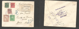 PARAGUAY. 1929 (27 Sept) Asuncion - Argentina, Buenos Aires. Registered Multifkd Env Incl Ovptd Air Issue Reverse Transi - Paraguay