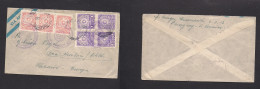 PARAGUAY. 1954. Encarnacion - Germany, Kevelaer. Air Multifkd Env, With Lilac Provisional Cachets. Fine Usage. - Paraguay