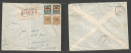 PARAGUAY. 1938 (1 June) Asuncion - Switzerland, Lugano (25 June) Registered Multifkd Env At 22 Pesos Rate, Tied Cds + R- - Paraguay