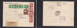 PARAGUAY. 1940 (9 July) Asuncion - Nicaragua, Bluefields Via N. Orleans. Registered Multifkd Env, Includ 5$ Air Paso Del - Paraguay