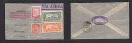 PARAGUAY. 1933 (11 May) Asuncion - Germany, Bonnigheim, Wurttemberg (30 May) Air Multifkd Env. 10,50 Pesos Rate. VF Air  - Paraguay