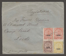 PARAGUAY. 1909 (10 April). Asuncion - UK / Leeds (7 May). Multifkd Env 75c Rate 1908 Ovptd Issue Cds. Fine. - Paraguay