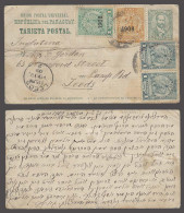 PARAGUAY. 1909 (23 Jan). Asuncion - UK / Leeds (19 Feb). 2cts Green Stat + 4 Adtl Stamps / Mixed Issues Incl 1908 Ovptd  - Paraguay