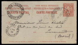 PARAGUAY. 1900 (2 Sept). Asuncion - Brazil / Livramento. Via RJ 4c Red Stat Card. Fine + Rare Dest. - Paraguay