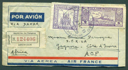 PARAGUAY. 1937. Asuncion - Costa De Marfil / Africa. Carta Certificada Via Aerea - Dakar. Raro Destino. M. Bonito. 6 Sel - Paraguay