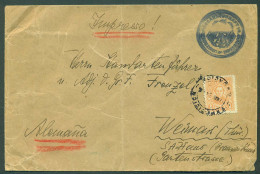 PARAGUAY. 1934 (7 May). Asuncion - Weimar / Germany. Fkd Env Single 1 Peso Brown Orange / Cds / Goverment Cachet. V Scar - Paraguay