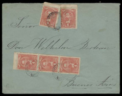 PARAGUAY. 1895 (1 Aug). Asuncion / Estafeta 3 - Argentina. Env Fkd 4c X5 Incl Strip Of Three. Doble Letter Rate. VF. - Paraguay