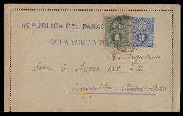 PARAGUAY. 1892. Asuncion - Esperaldas / Argentina. 3c Blue Stat Left Sheet + 1c Adtl. F-VF. - Paraguay