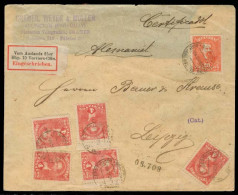PARAGUAY. 1895. Asuncion - Germany. Reg Multifkd Env Incl R Transit Label 40c Rate. VF. - Paraguay