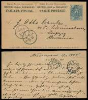 PARAGUAY. 1888. Asuncion - Germany. 3c Blue Stat Card Cds + Arrival. XF. - Paraguay