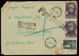 POLAND. 1948 (13 March). Biakystow - UK. Reg Multifkd Env. Airmail Arrival Cds. - Altri & Non Classificati