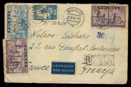 POLAND. 1946 (21 Sept). Szazecin - France. Reg Air Multifkd Env. Imperf Issues. Arrival Reverse. Fine. - Altri & Non Classificati