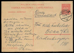 POLAND. 1936 (17 Nov). Warsaw - Germany / Bonn. 30c Red Stat Card Used. - Altri & Non Classificati