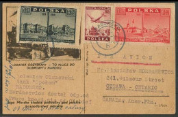 POLAND. 1946 (1 June). Radomsko - Canada. Air Multifkd View Card. Nice. - Altri & Non Classificati