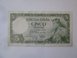 Spain 5 Pesetas 1954 Banknote Very Good Condition See Pictures - 5 Peseten