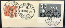 Schweiz Suisse PAX 1945: Schlüssel Clef Zu 268 Mi 453 Yv 412+Tab PAX Mit Voll-⊙ ZÜRICH 15.VIII.45 (Zumstein CHF 18.00) - Gebraucht