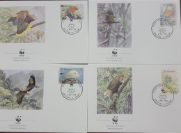 D)1989, SAN VICENTE, SET OF 4 FIRST DAY COVERS, ISSUE, WORLD NATURE PROTECTION - SAN VICENTE AMAZONIA, AMAZONA GUILDINGI - St.Vincent (1979-...)