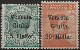 TRVG30-31N - 1919 Terre Redente - Venezia Giulia, Sass. Nr. 30/31, Serie Cpl. Di 2 Francobolli Nuovi Senza Linguella **/ - Trentin