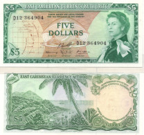 Eastern Caribbean 5 Dollars ND 1965 QEII  P-14 UNC - Ostkaribik