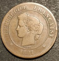 FRANCE - 5 CENTIMES 1891 A - Cérès - Gad 157 - KM 821.1 - 5 Centimes