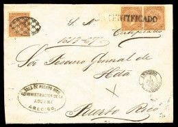 PUERTO RICO. 1869 (1 Julio). Ant.13 (x3). Arecibo A San Juan. Sobre De Servicio Nacional CERTIFICADO, Con La Firma De Ll - Porto Rico