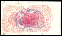 PUERTO RICO. Sello Sobre Fragmento, Con Pólizas Recibos Y Ctas 5c Castaño-rojo. Marca Oval Fiscal En Azul Con Escudo, Bo - Porto Rico