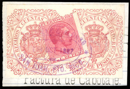 PUERTO RICO. Sello Sobre Fragmento Con Polizas De Recobos Y Ctas 5c Castaño-rojo. Marca Oval Comercial De "Gonzalez Y Al - Porto Rico