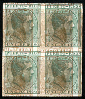 PUERTO RICO. PRUEBAS Bloque De 4. 3c.castaño Amarillo Sobre 1c Verde Gris Impresiones Montadas E Invertidas S/d. Mint No - Puerto Rico