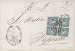 PUERTO RICO. 1868. 13 (x4). San Juan A Fajardo. Plica Oficial Franqueada A La Llegada Con 10cts. Azul Emisión 1868 Antil - Porto Rico