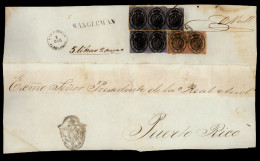 PUERTO RICO. C 1855. EMISION DE CORREO OFICIAL. Plica De San Germán A San Juan Con Pareja De Una Onza Y Dos Parejas De U - Porto Rico