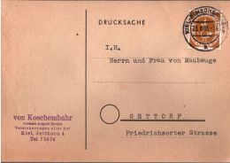 ! EF Nr. 124, 4 Pfennig Posthorn, Drucksache Aus Kiel Elmschenhagen Nach Gettorf - Covers & Documents