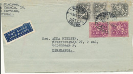 Portugal Air Mail Cover Sent To Denmark 7-8-1957 (the Cover Is Cut On 3 Sides) - Briefe U. Dokumente