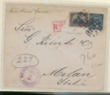 PUERTO RICO. 1901. San Juan To Italy. Registered Envelope. Via New York. Train Issue 8c. + 5c Blue Usage. Extraordinary  - Puerto Rico